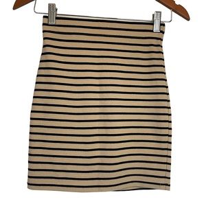 Forever 21 Tan & Black Stripped Mini Sheath Skirt